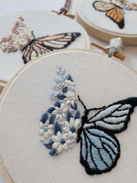 Butterfly embroider, butterfly, spring, cute butterfly, embroidery, embroidery ideas, spring crafts, cute spring gifts, unique gift ideas, butterfly gift, floral crafts, floral designs, embroidery designs, hand stitched, butterfly inspiration, embroidery inspiration, floral i spiration, cute handmade gifts, small business, cross stitch, needle point, diy crafts, easy crafts, simple embroidery, unique embroidery, embroidery ideas, cute gift ideas, perfect girl gift, gifts for her, gifts for girl Cute Butterfly Embroidery, Hand Embroidered Butterflies, Small Butterfly Embroidery Easy, Simple Embroidery Butterfly, Cute Floral Embroidery, Simple Butterfly Embroidery Designs, Spring Embroidery Ideas, Unique Embroidery Designs Ideas, Embroidered Butterfly Simple