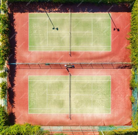 Premium Photo | Aerial view of tennis court at sunset in summer top view from flying drone of green tennis courts view from above of sport training field at sunny bright day background and concept sporting area Flying Drones, View From Above, Day Background, Tennis Tops, Tennis Courts, Sport Training, Sports Training, Email Design, Top View