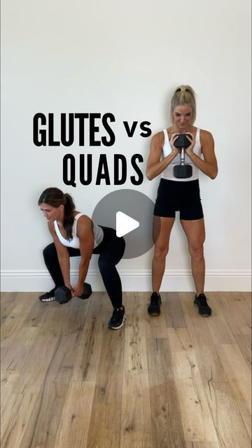 Andrea -Mom Fitness: Diastasis, Postpartum & More on Instagram: "Five of our favorite exercises for stronger glutes and quads! 🤗  Sometimes a few small changes in your form can totally switch up which muscles you’re targeting. The two of us are doing a similar workout but @angiesfitfix is all about hitting her glutes, while @deliciouslyfitnhealthy is focused on her quads.   For glute emphasis, Angie is taking a wider stance in her squats and leaning her torso slightly forward in her split squat and reverse lunge. There’s a focus of pushing into the heels on the glute bridge and squeezing the booty on the banded donkey kick. Such a good glute burn! 🔥  Meanwhile, Andrea is firing up her quads by keeping a narrow squat stance and staying more upright with her torso on her split squat and fr Quad And Glute Workout, Squats For Glutes, Quads And Glutes Workout, Narrow Squat, Quad Workout, Mom Fitness, Quad Exercises, Leg Day Workouts, Fitness Videos