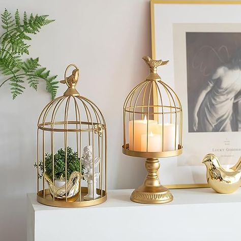 Candle Holder Flower Arrangement, Fireplace Decor Mantle, Bird Cage Candle, Bird Cage Candle Holder, Fireplace Mantle Decor, Gold Candle, Flower Candle Holder, Lantern Candle Decor, Computer Basic