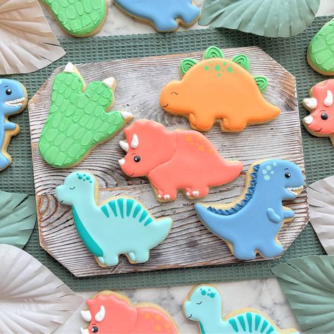 Diy Dinosaur Cookies, Decorating Dinosaur Cookies, Dinosaur Decorated Cookies, Dinosaur Cookies Decorated, Dino Bebe, Dino Cookies, Cookie Decorating Kit, Flooding Cookies, Decorative Cookies