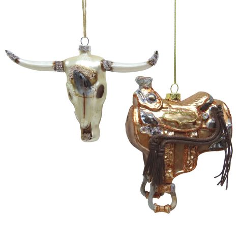 Assorted 5.75" Western Icon Glass Ornament by Ashland®, 1pc. | Michaels Western Xmas Decor, Cowboy Christmas Ornaments, Western Christmas Decor, Western Christmas Decorations, Western Christmas Tree, Cowgirl Christmas, Types Of Christmas Trees, Ornament Stand, Cowboy Christmas