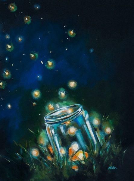 Firefly Painting, Prophetic Painting, Fireflies In A Jar, Firefly Art, Empty Canvas, Facebook Art, Light Of Christ, Prophetic Art, Shine The Light