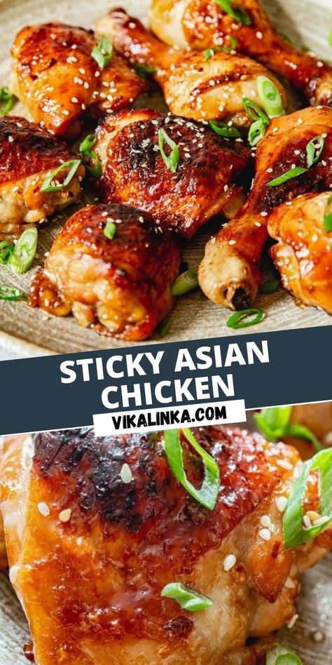 Asian Chicken Recipe, Sticky Asian Chicken, Sticky Chicken Recipe, New Chicken Recipes, Asian Chicken Recipes, Sticky Chicken, Asian Chicken, Winner Winner Chicken Dinner, Family Dinner Recipes