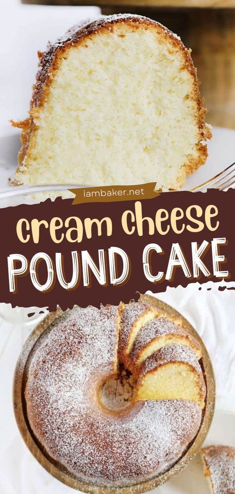 Here's the best dessert recipe for Cream Cheese Poundcake. This recipe will surely become a classic in your home. From the golden crust to the delicate yet dense cake crumb is absolute perfection. Save this dessert idea! Easy Baking Recipe, Easy Impressive Dessert, Cream Cheese Pound Cake Recipe, Pumpkin Pound Cake, Cheese Pound Cake, Pound Cake Recipe, Cream Cheese Pound Cake, Vintage Baking, Baking Recipe