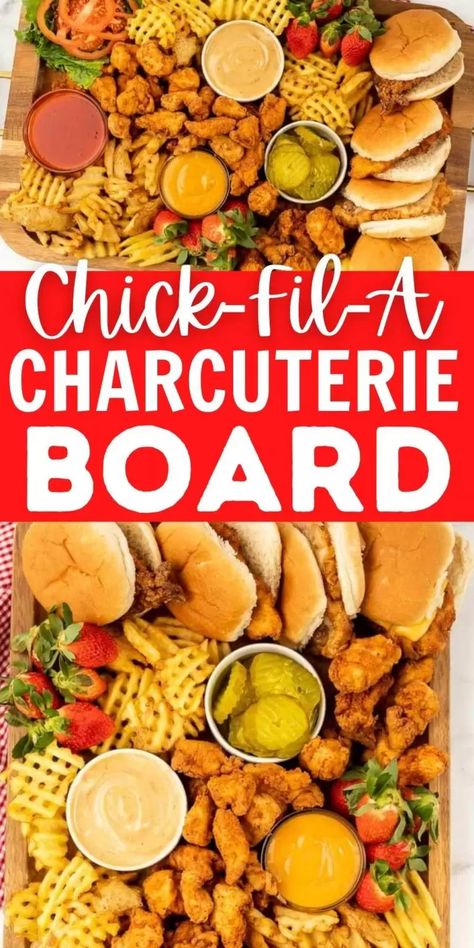 Chicken Nuggets Charcuterie Board, Chicken Nugget Party Display, Chick Fil A Board, Community Board Ideas, Chik Fil A Chicken, Chick Fil A Nuggets, Wedding Luncheon, Eating On A Dime, Gingerbread Party