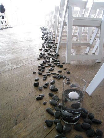 rock aisle, love this one! Event Planning Board, Rock Wedding, Country Weddings, Eco Friendly Wedding, River Stones, Aisle Runner, Wedding 2024, Aisle Decor, Wedding Aisle