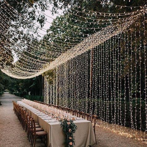 Outdoor Wedding Reception Lighting, String Fairy Lights, Fairy Lights Wedding, Light Tunnel, Garden Reception, Outdoor Fairy Lights, Luxury Garden, Xmas Lights, Garden Party Wedding