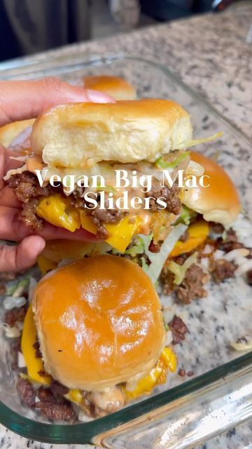 Dominique | Vegan Hippie Sol on Instagram: "Need a last minute #GameDay appetizer? Make these VEGAN Big S’mac sliders. They take less than 30 minutes to make. 🌱 Full recipe can be found in my green cookbook. Just adjust the measurements to sliders instead of a single Big S’mac. 🌱 If you’re not a fan of processed foods you can use mushrooms or walnut meat for this recipe along with some home made cheeze. Just please don’t judge others and continue to do what works for you. 🌱 If you decide to n Beyond Meat Sliders, Vegan Sliders Recipes, Vegan Sliders Hawaiian Rolls, Vegan Tailgate Food, Impossible Meat Recipes, Vegan Sliders, Respect My Boundaries, Vegan Cheeseburger, Walnut Meat