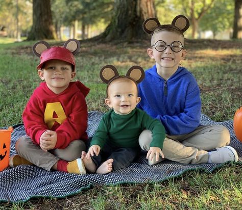 Halloween costume ideas Alvin And The Chipmunks Costume Boys, 3 Brothers Halloween Costumes, Three Sibling Halloween Costumes, 3 Sibling Halloween Costumes, 2 Girls 1 Boy Halloween Costumes, Dave Seville, Sibling Halloween Costumes, Sibling Costume, Trio Costumes