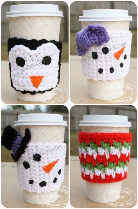 Mug Cozies, Coffee Cozy Pattern, Mug Cozy Pattern, Crochet Travel, Crochet Mug Cozy, Crochet Coffee Cozy, Winter Mug, Crochet Cup Cozy, Cozy Crochet Patterns