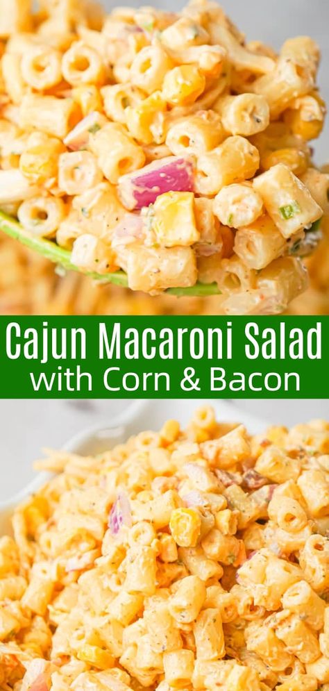 Macaroni Salad With Corn, Canned Corn Recipes, Bacon Pasta Salad, Creamy Macaroni Salad, Salad With Corn, Cold Side Dishes, Healty Dinner, Cold Side, Macaroni Salad Recipe