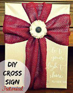 Make this easy diy fabric cross sign tutorial.  Step by step directions! Decorated Crosses, Cross Decorations, Diy Inspiration Board, Cross Painting, Burlap Cross, Glitter Spray Paint, Cross Sign, Burlap Canvas, Fabric Cross