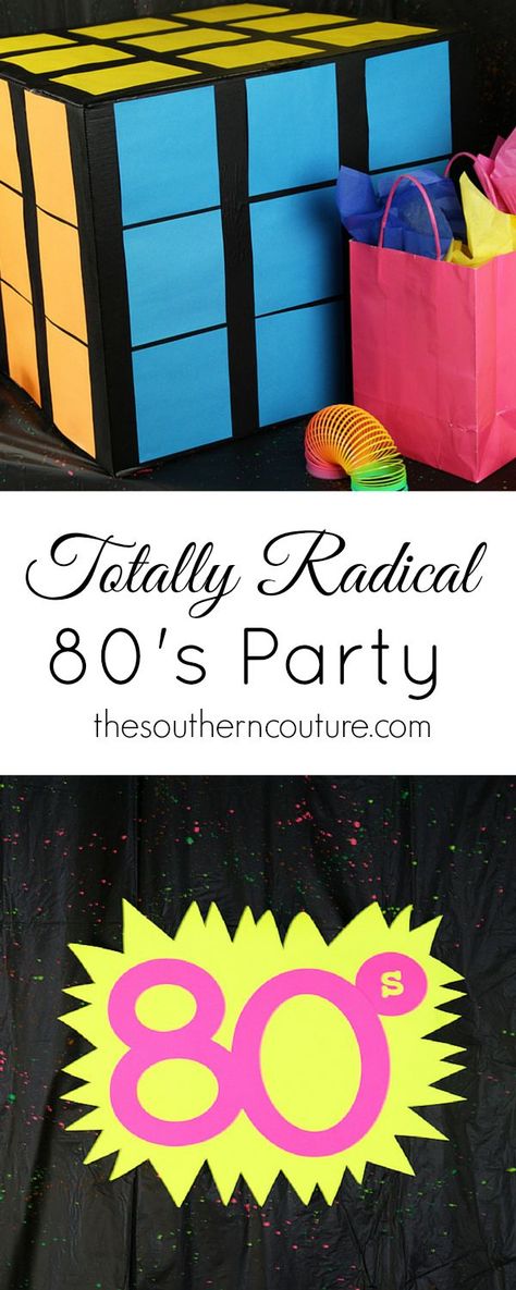 Throw an 80's party on a budget. Thesoutherncouture.com gives you ideas for decorations, food, attire, games, and much more. 80s Party Snacks Finger Foods, 80s Birthday Party Games, 80s Party Diy Decorations, 80s Party 40th Birthday, 80s Dance Theme, 1980s Party Decorations Diy 80s Theme, 80s Party Games Adults, Classy 80s Party Decor, 80s Diy Decorations