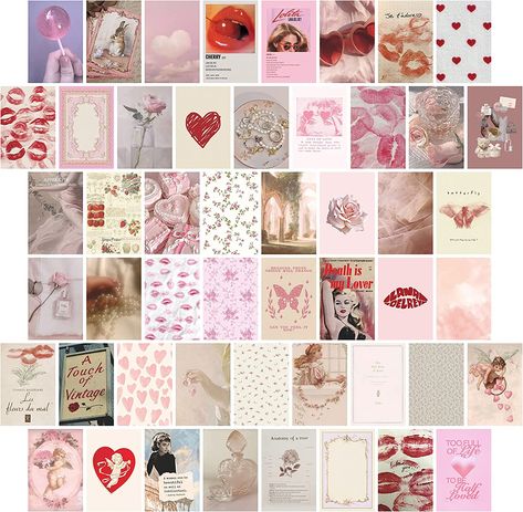 Coquette Wall Collage, Pink Room Decor Aesthetic, Posters On Wall Bedroom, Coquette Room Decor, Collage Mural, Coquette Room, Room Decor Aesthetic, Wall Collage Kit, Bedroom Wall Collage