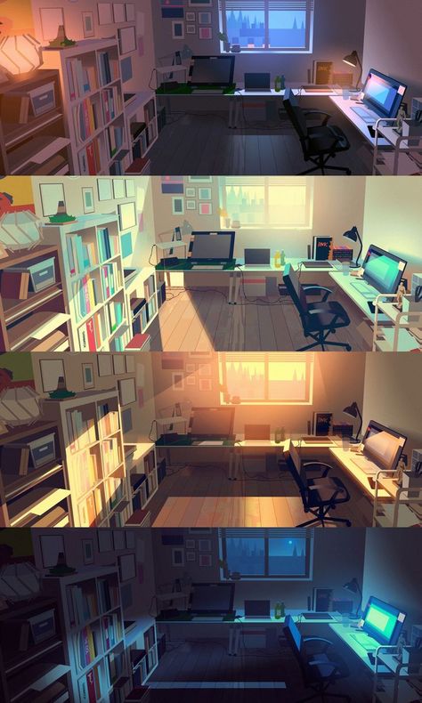 Kat Tsai Art, Visual Development Environment, Kat Tsai, Room Concept Art, Animation Portfolio, Vis Dev, Environment Painting, Bg Design, Color Script