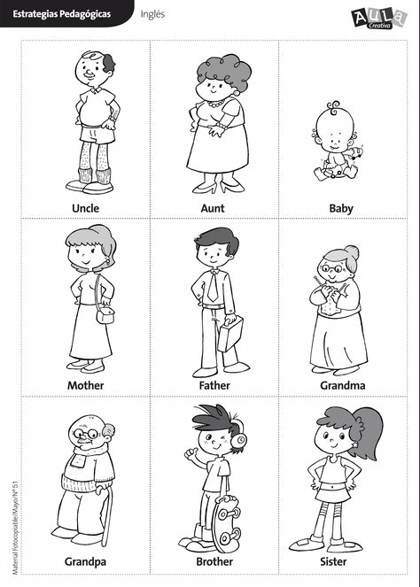 Family Worksheet Ingles Kids, Family Activities Preschool, Family Tree Worksheet, Preschool Family, Worksheet For Kindergarten, English Grammar For Kids, Family Worksheet, Family Coloring Pages, All About Me Preschool