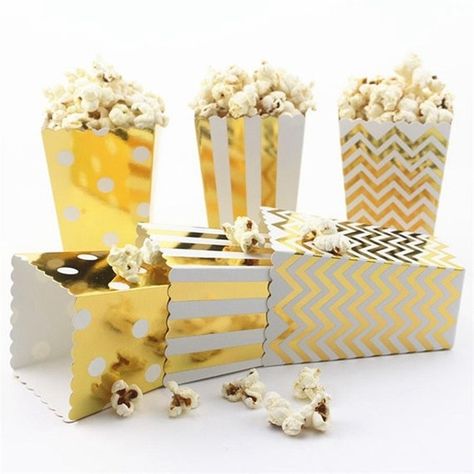 12PCS Gold/Silver Metallic Mini Party Paper Popcorn Boxes Candy/Sanck Favor Bags Wedding Birthday Movie Party Supplies Custom Popcorn Boxes, Birthday Movie, Popcorn Cups, Gold Popcorn, Popcorn Packaging, Popcorn Containers, Crafting Wire, Popcorn Boxes, Popcorn Snacks