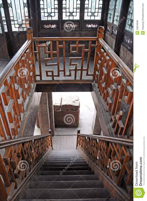 Chinese Wooden House Interior Royalty Free Stock Image - Image ... Chinese Railing, Wooden Stair Railing, Traditional Chinese House Exterior, Wooden House Interior, Traditional House Interior, Chinese Ancient House, Chinese Architecture Traditional, Background Studies, Chinese Vernacular Architecture