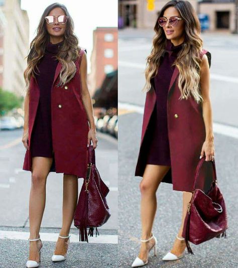 Sleveless Coat, Hooded Coat Outfit, Sleeveless Cardigan Outfit, Sleevless Coat, Sleeveless Long Jacket, Berry Dress, Open Coat, Vest Outfit, Sleeveless Coat