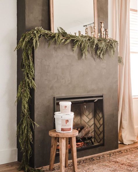 Portola Paints & Glazes on Instagram: “✨✨GIVEAWAY ALERT✨✨ Prize: (1) Gallon of Portola Paints Roman Clay in any in-stock color of your choice. This covers up to 100sqft! (1)…” Stucco Fireplace Diy, Portola Paint Fireplace, Dark Stucco Fireplace, Plaster Paint Fireplace, Roman Clay Fireplace Wall, Diy Limewash Fireplace, Feather Finish Fireplace, Corner Plaster Fireplace, Portola Roman Clay Fireplace