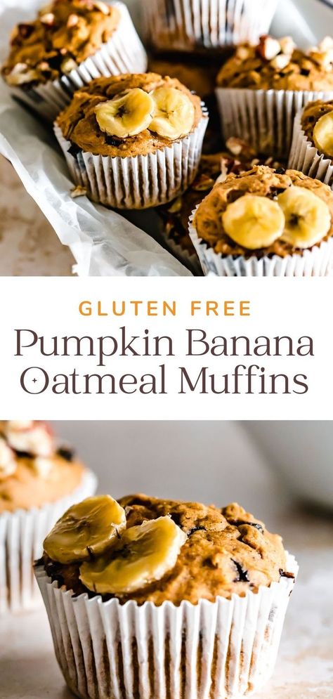 Paleo Pumpkin Banana Muffins, Gf Pumpkin Banana Muffins, Healthy Pumpkin Banana Oat Muffins, Banana Pumpkin Muffins Gluten Free, Banana Pumpkin Oat Muffins, Pumpkin And Banana Recipes Gluten Free, Pumpkin Banana Muffins Gluten Free, Healthy Banana Pumpkin Oatmeal Muffins, Banana Pumpkin Recipes Healthy