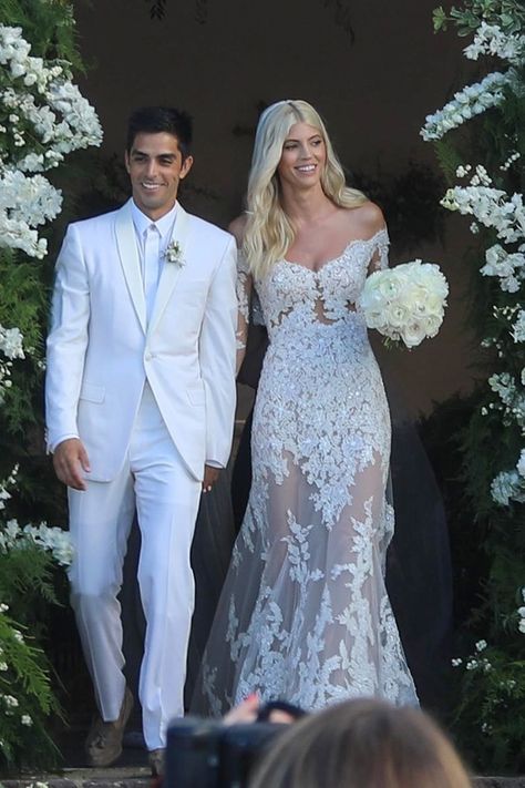 Devon Windsor's Wedding Dress Is All Glamour, While Her Bridal Bathing Suit Is Simply Sexy Wedding Bathing Suit, Bridal Bathing Suit, Wedding Dresses Zuhair Murad, Devon Windsor, Wedding Decor Inspiration, Sheer Skirt, Popsugar Fashion, Wedding Weekend, Weekend Outfit