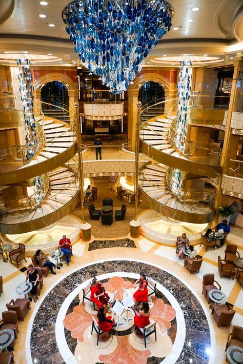 This is the beautiful atrium aboard Princess Cruises' Sky Princess Cruise ship! Find out more about all the beautiful features aboard this cruise ship by heading to my blog Teacake Travels #cruise #cruising #princesscruises #princesscruisetips #skyprincess #cruisetips #cruiseship #cruisevacation #cruisetravel #cruisetraveltips Cruse Ship, Cruise Ships Interior, Princess Cruise Lines, Baltic Cruise, Enchanted Princess, Luxury Cruise Ship, Princess Cruise Ships, Cruise Door, Western Caribbean