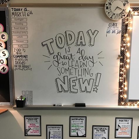 450 Likes, 17 Comments - 5th Grade Teacher ❤️ (@mrs.litz) on Instagram: “When you leave the board up from Friday... you just erase part and reuse it again! …” White Board Ideas, Whiteboard Quotes, Whiteboard Writing, Whiteboard Ideas, Classroom Whiteboard, Whiteboard Messages, 5th Grade Teacher, Classroom Goals, Responsive Classroom