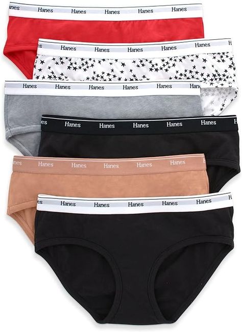 Hanes Women's Originals Hipster Panties, Breathable Stretch Cotton Underwear, Assorted, 6-Pack at Amazon Women’s Clothing store Cotton Undies, 6 Packs, Amazon Women, Fashion Colours, Basic Colors, 6 Pack, Modern Fit, Crew Socks, Stretch Cotton