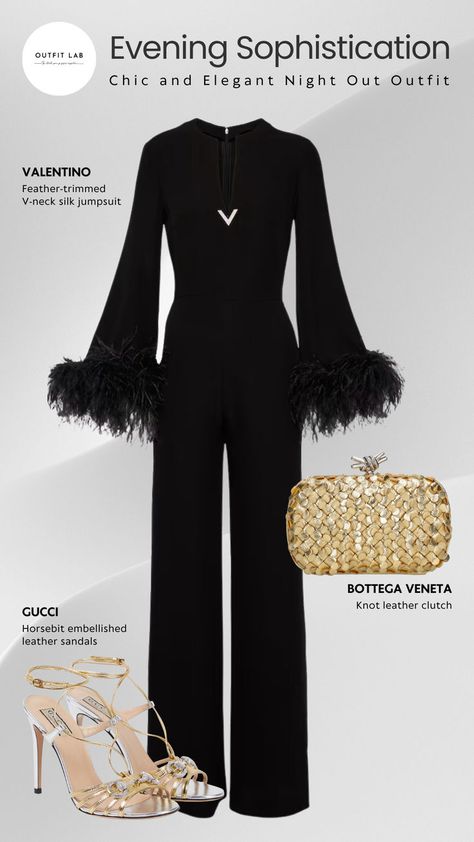 Chic and Elegant Night Out Outfit with Valentino jumpsuit,
Gucci sandals, Bottega Veneta clutch Bottega Veneta Clutch, Gucci Sandals, Chic And Elegant, Night Out Outfit, Bottega Veneta, Night Out, Jumpsuit, Gucci, Sandals