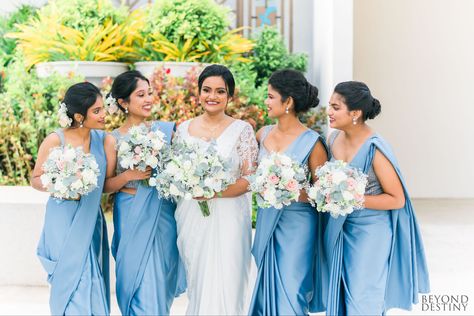 Blue Bridesmaid Saree, Light Blue Wedding Saree, Pastel Blue Bridesmaid, Groom Clothes, Indian Wedding Bridesmaids, Bridesmaid Sarees, Indian Bridal Party, Light Blue Bridesmaid, Indian Bridesmaids