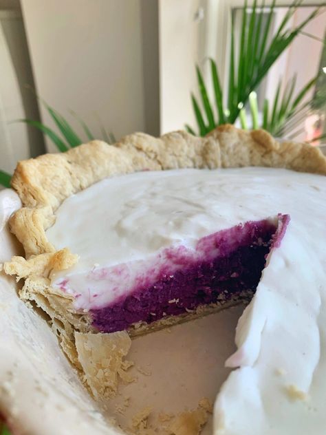 Ube Haupia Pie, Ube Custard Pie, Ube Pie Recipe, Ube Pie, Ube Desserts, Pie Night, Haupia Pie, Okinawan Sweet Potato, Square Pie