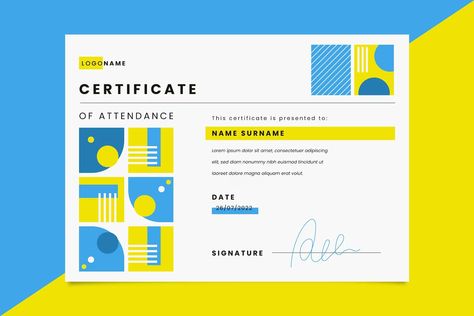 Free Vector | Free vector flat modern certificate of attendance template Attendance Template, Conference Agenda, Agenda Design, Certificate Design Template, Certificate Design, Vector Photo, Vector Free, Social Media, Education