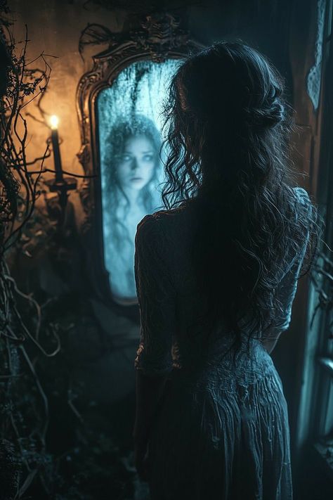 Horror Mansion, Dark Mysterious Aesthetic, Ghost In The Mirror, Haunted Mirror, Old Witch, Dark Princess, Old Mansion, Picture Writing Prompts, The Whispers