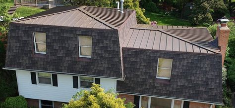 Mansard roofs present problems | Classic Metal Roofing Systems Metal Roofing Systems, Metal Roof Houses, Metal Shingles, Gambrel Style, Roofing Options, Roof Replacement, Gambrel Roof, Mansard Roof, Building Roof