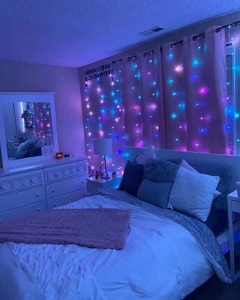 18.6k Likes, 78 Comments - Dorm (@dorm) on Instagram: “Do your lights have 16 color options? ✨” Neon Bedroom, Chill Room, Neon Room, Blue Lights, Colorful Lights, Girl Bedroom Designs, Teen Room Decor, Redecorate Bedroom, Cute Bedroom Decor