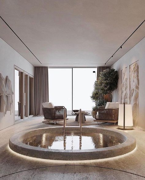 Spa Room Design, Beach House Luxury, Jacuzzi Bathroom, Jacuzzi Room, Indoor Jacuzzi, Jacuzzi Spas, Spa Lighting, Architecture Bathroom, Spa Interior