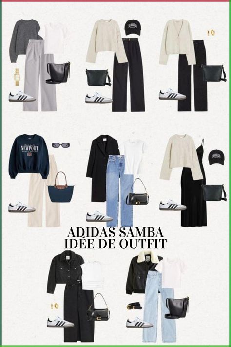 Cute Outfits With Adidas Sambas, Outfits With Sambas For School, Samba Fits Woman, Samba Outfit Fall, Winter Outfits With Sambas, Samba Addidas Outfits, How To Style White Sambas, Sambas Work Outfit, Sambas Adidas Women Outfit Streetwear