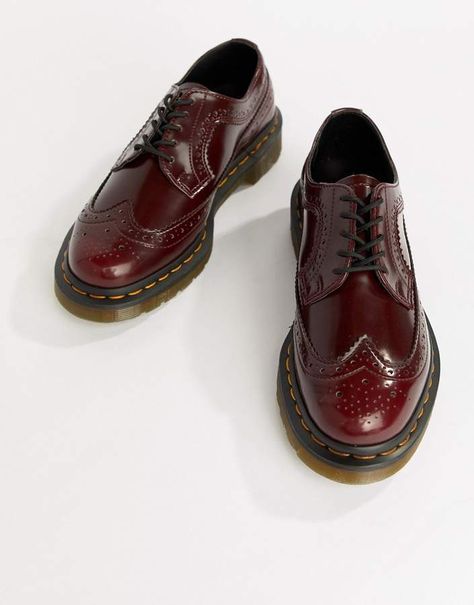 Dr Martens Vegan 3989 Cherry Leather Stacked Brogues Dr Martens 3989, Dr Martens Men, Kicks Shoes, Gentleman Shoes, Classy Shoes, Vegan Boots, Mens Boots Fashion, Best Mens Fashion, Oxford Shoes Men