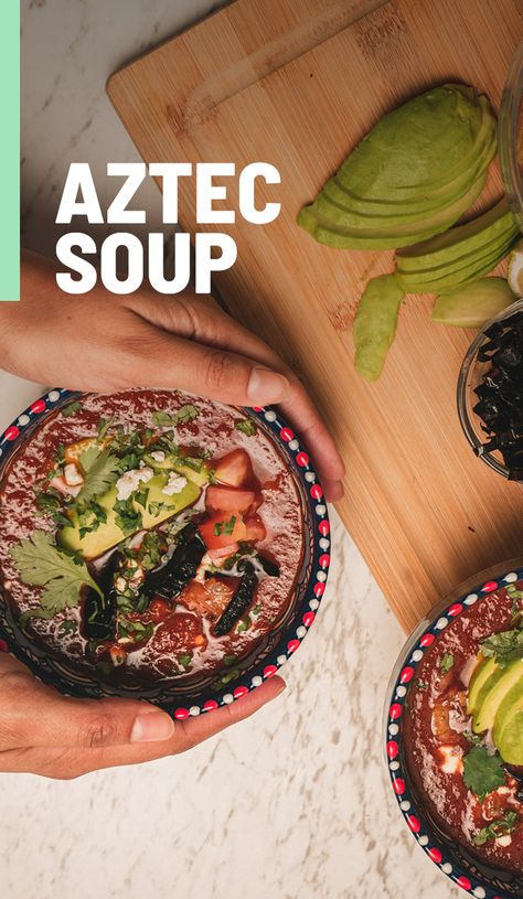 Aztec Soup, Tomato Tarte Tatin, Mexican Cuisine Recipes, Antipasto Kabobs, Butternut Squash Pizza, Southern Tomato Pie, Mexican Aztec, Cornbread Salad, Roma Tomato