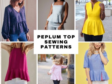 Peplum Top Sewing Patterns - Stylish DIY Fashion Top Sewing Patterns, Fitted Peplum Top, Peplum Top Pattern, Peplum Pattern, Girls Dress Pattern Free, Sewing Top, Plus Size Peplum, Sewing Tops, Halfway There