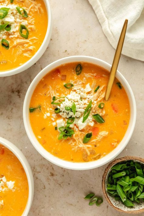 This Creamy Buffalo Chicken Soup is the star of game day this season! Loaded with shredded chicken, buffalo sauce, veggies, and cream cheese. Buffalo Chicken Chowder, Creamy Buffalo Chicken, Chicken Chowder, Buffalo Chicken Soup, Beef Tips And Gravy, 2023 Recipes, Chicken Soup Recipe, Primal Kitchen, Beef Stew Meat