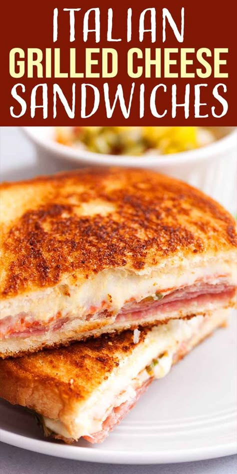 Italian Grilled Cheese, Best Sandwich Recipes, Gourmet Grilled Cheese, Grill Cheese Sandwich Recipes, Classic Grilled Cheese, Italian Sub, Panini Sandwiches, Cheese Sandwich Recipes, Italian Deli