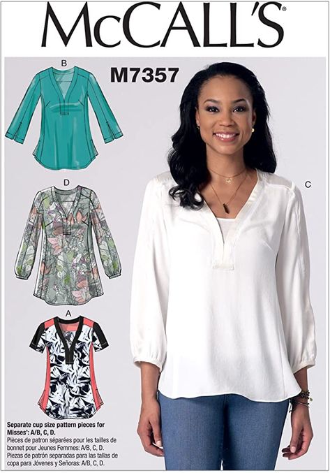 Sewing Tops, Mccalls Sewing Patterns, Top Sewing Pattern, Womens Sewing Patterns, Drafting Patterns, Mccalls Patterns, Diy Blouse, Sewing Pattern Sizes, Blouse Diy