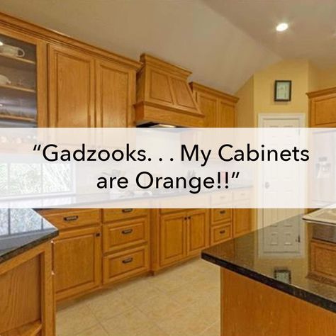 Updating Cabinets - If Your Kitchen is Outdated, There's Hope Old Honey Oak Kitchen Cabinets, Wooden Cabinet Makeover, Builder Grade Oak Cabinet Makeover, Oak Cabinets Before And After, Refresh Oak Cabinets Without Painting, Update Yellow Oak Cabinets, Orange Cabinets Makeover, 80s Oak Cabinet Makeover, Pine Wood Cabinets Kitchen