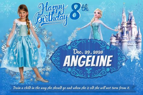 510+ frozen Customizable Design Templates | PosterMyWall Birthday Tarpaulin Background, Disney Frozen Birthday, Happy 8th Birthday, Invert Colors, Letter Spacing, Promotional Flyers, Font Setting, Frozen Disney, Solid Color Backgrounds