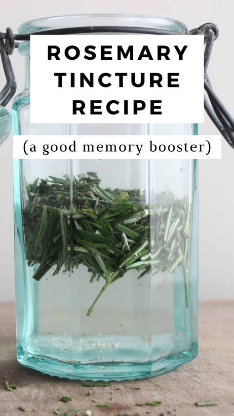 A blue green vintage glass bottle with fresh rosemary and alcohol in it. Rosemary Tincture, Medicinal Herbs Remedies, Tinctures Recipes, Natural Medicine Cabinet, Herbal Medicine Recipes, Dried Rosemary, Diy Herbal Remedies, Herbal Remedies Recipes, Medicinal Herbs Garden