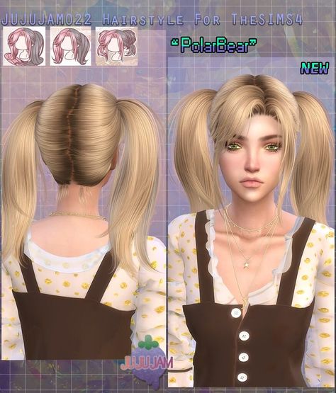 Sims 4 Pigtails, S4cc Hair, Female Hairstyles, Alpha Cc, Wispy Hair, Pigtail Hairstyles, Sims 4 Collections, Alpha Female, Sims 4 Mods Clothes