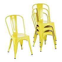 Wooden Kitchen Chairs, Yellow Chairs, Garden Pools, Bistro Patio, Metal Dining Chair, Family Compound, Dining Room Restaurant, Dining Chairs Set Of 4, Yellow Chair